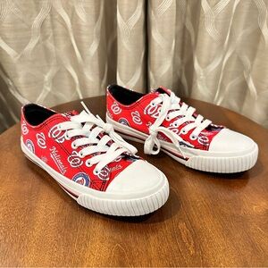 Washington Nationals Womens Low Top Repeat Print Canvas Shoe - Size 7
